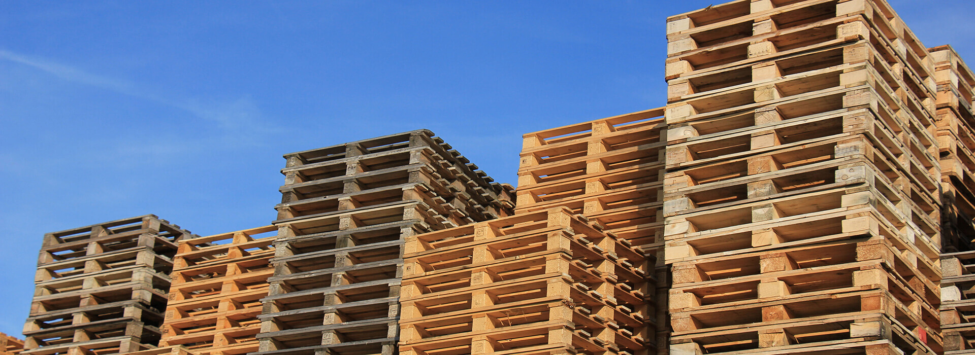 stacks of wooden pallets